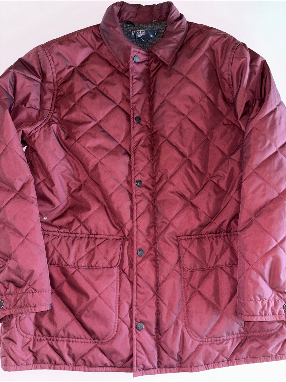 Polo Ralph Lauren Quilted Jacket Size L Riding Maroon Vtg Lined Polo Barn Jacket